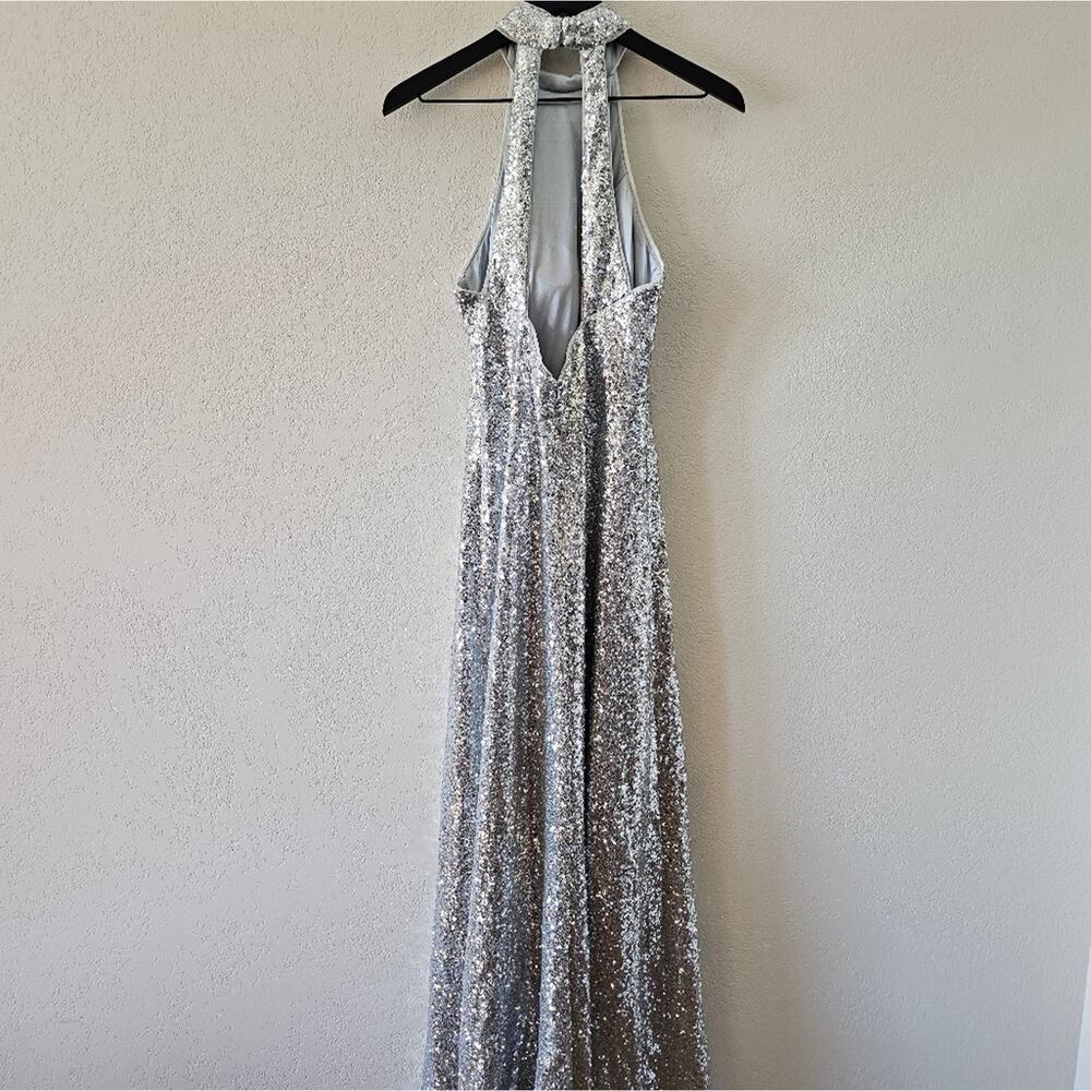 Revelry Silver Sequin Tori Gown Sz 8 - Picture 11 of 15